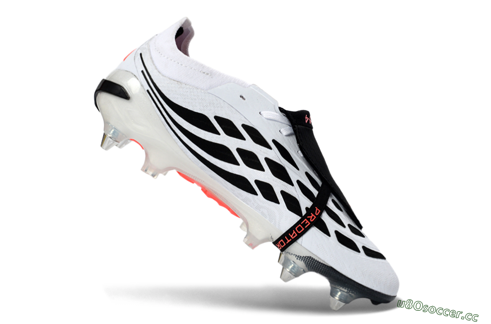 Men's Adidas Predator 26 Elite Fold-Over Tongue SG Soft Ground Low-Tops Football Boots - White/Electric Pink/Sleek Black 4