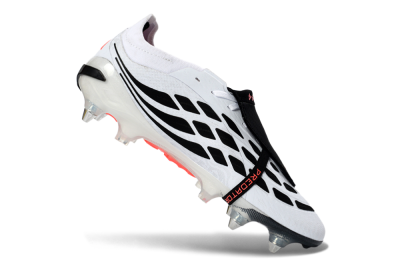 Men's Adidas Predator 26 Elite Fold-Over Tongue SG Soft Ground Low-Tops Football Boots - White/Electric Pink/Sleek Black
