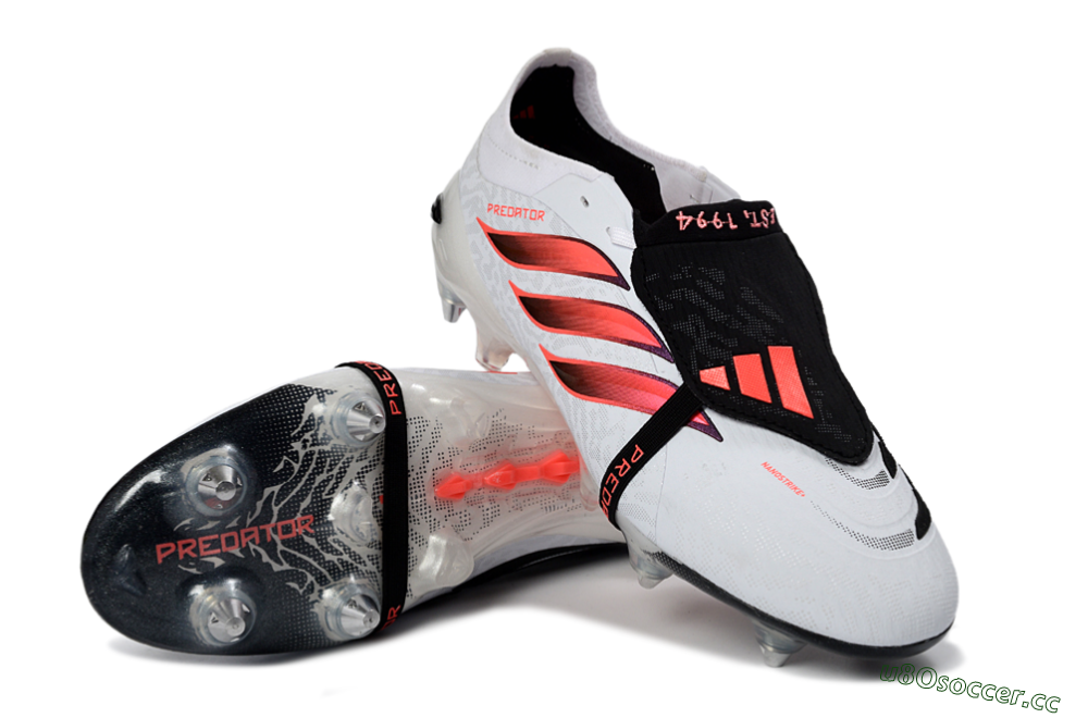 Men's Adidas Predator 26 Elite Fold-Over Tongue SG Soft Ground Low-Tops Football Boots - White/Electric Pink/Sleek Black 3