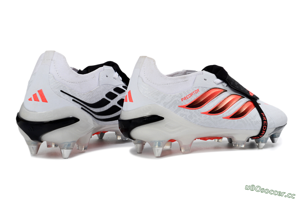 Men's Adidas Predator 26 Elite Fold-Over Tongue SG Soft Ground Low-Tops Football Boots - White/Electric Pink/Sleek Black 6