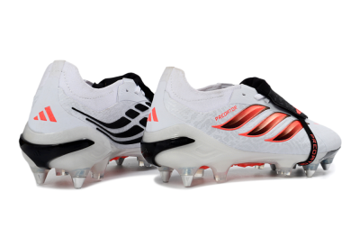 Men's Adidas Predator 26 Elite Fold-Over Tongue SG Soft Ground Low-Tops Football Boots - White/Electric Pink/Sleek Black