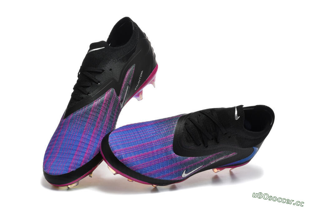 Men's Nike Phantom 6 Elite Low FG Firm Ground Low-Tops Football Boots - Black/Vibrant Purple/Metallic Blue 6