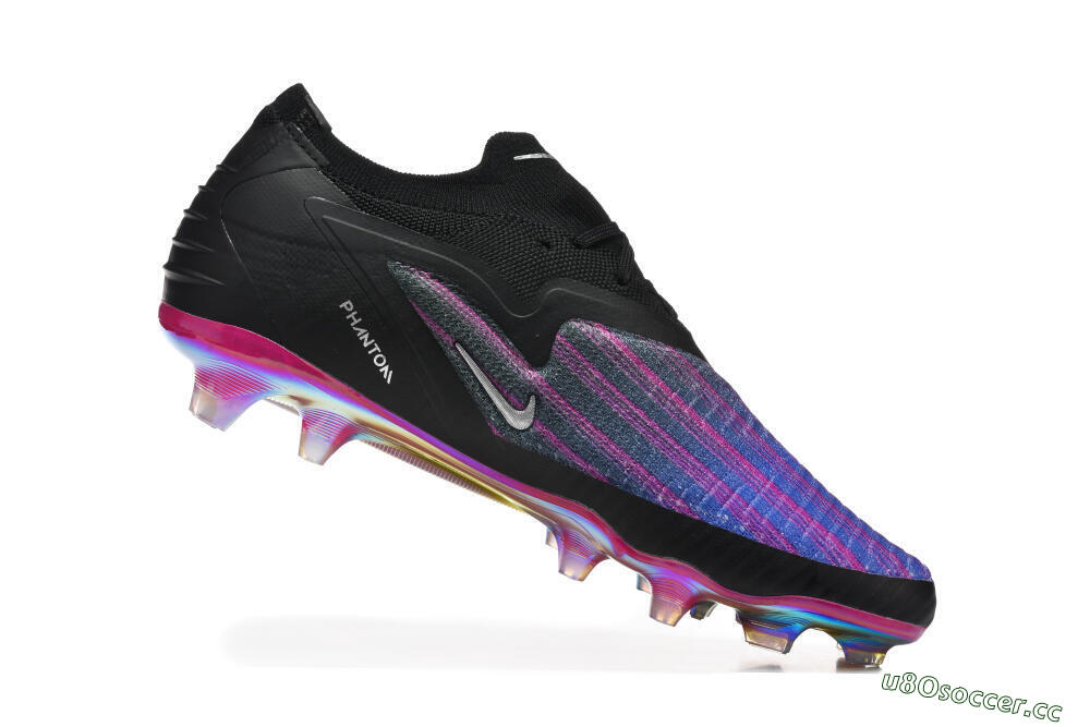 Men's Nike Phantom 6 Elite Low FG Firm Ground Low-Tops Football Boots - Black/Vibrant Purple/Metallic Blue 7