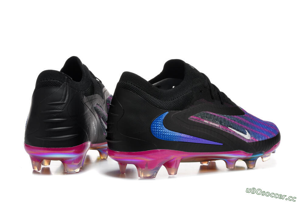 Men's Nike Phantom 6 Elite Low FG Firm Ground Low-Tops Football Boots - Black/Vibrant Purple/Metallic Blue 9