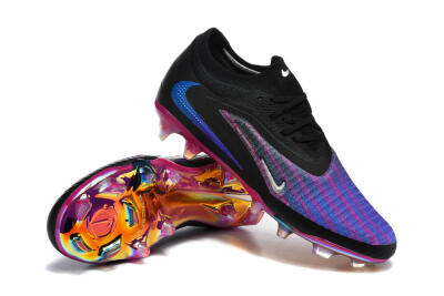 Men's Nike Phantom 6 Elite Low FG Firm Ground Low-Tops Football Boots - Black/Vibrant Purple/Metallic Blue