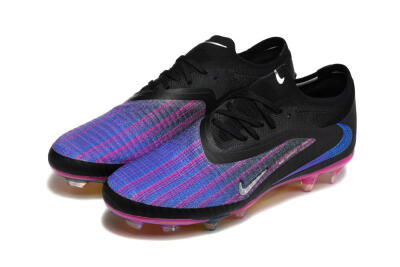 Men's Nike Phantom 6 Elite Low FG Firm Ground Low-Tops Football Boots - Black/Vibrant Purple/Metallic Blue