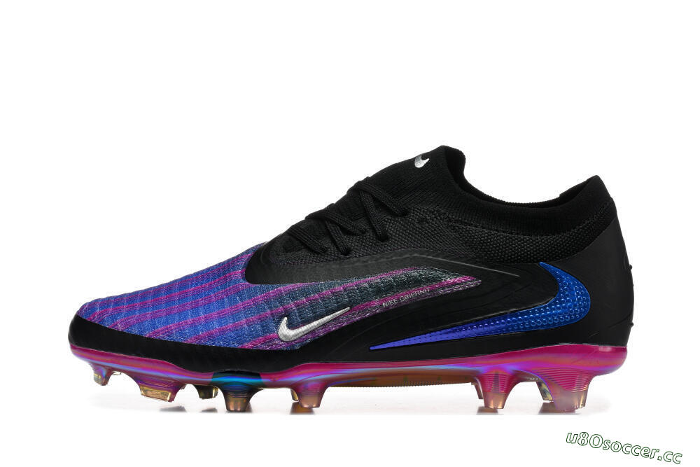 Men's Nike Phantom 6 Elite Low FG Firm Ground Low-Tops Football Boots - Black/Vibrant Purple/Metallic Blue 0