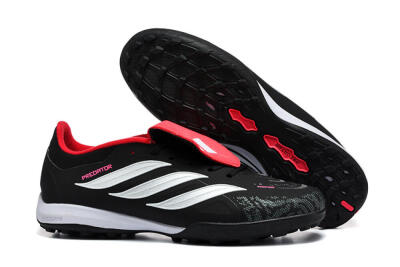 Men's Adidas Predator 26 Elite Fold-Over Tongue TF Artificial Turf Low-Tops Football Shoes - Black/Electric Pink/White