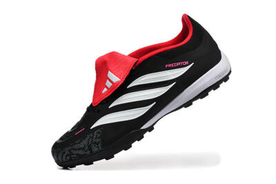 Men's Adidas Predator 26 Elite Fold-Over Tongue TF Artificial Turf Low-Tops Football Shoes - Black/Electric Pink/White