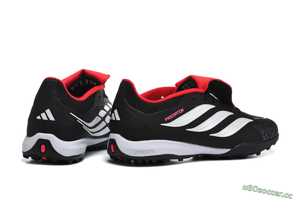 Men's Adidas Predator 26 Elite Fold-Over Tongue TF Artificial Turf Low-Tops Football Shoes - Black/Electric Pink/White 9