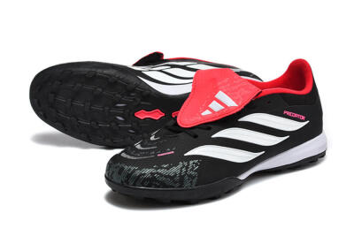 Men's Adidas Predator 26 Elite Fold-Over Tongue TF Artificial Turf Low-Tops Football Shoes - Black/Electric Pink/White