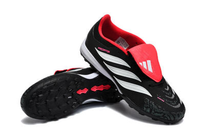 Men's Adidas Predator 26 Elite Fold-Over Tongue TF Artificial Turf Low-Tops Football Shoes - Black/Electric Pink/White