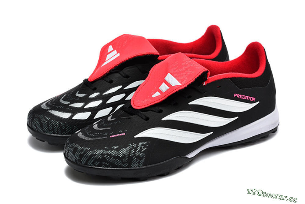 Men's Adidas Predator 26 Elite Fold-Over Tongue TF Artificial Turf Low-Tops Football Shoes - Black/Electric Pink/White 5