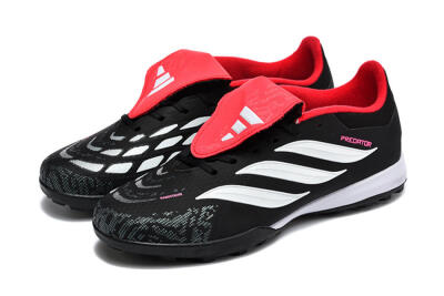 Men's Adidas Predator 26 Elite Fold-Over Tongue TF Artificial Turf Low-Tops Football Shoes - Black/Electric Pink/White