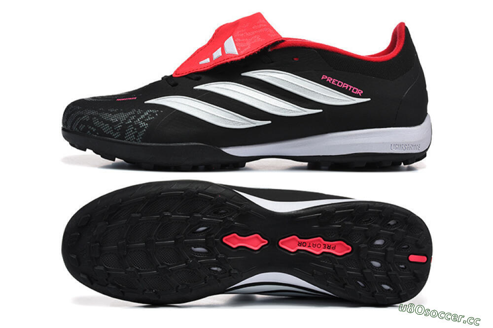Men's Adidas Predator 26 Elite Fold-Over Tongue TF Artificial Turf Low-Tops Football Shoes - Black/Electric Pink/White 1