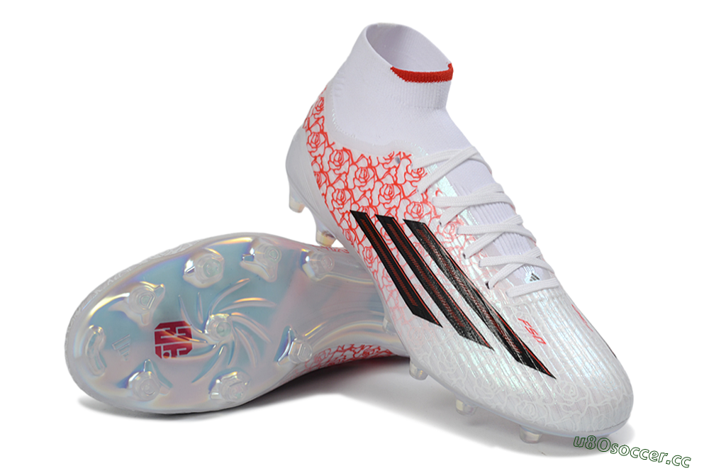 Men's Adidas F50 Elite Mid FG Firm Ground High-Tops Football Boots - White/Rose Red/Black 3