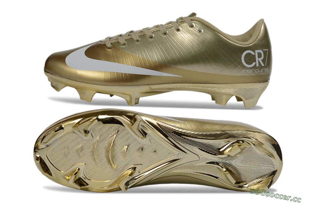 Men's Nike Air Zoom Mercurial Vapor Superfly 1 CR7 2026 World Cup FG Firm Ground Low-Tops Football Boots - Gold/Metallic Gold/White 1