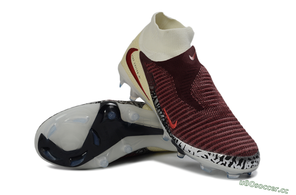 Unisex Nike Phantom 6 Elite High FG Firm Ground High-Tops Football Boots - Red/Crimson Fusion/Soft Cream 3