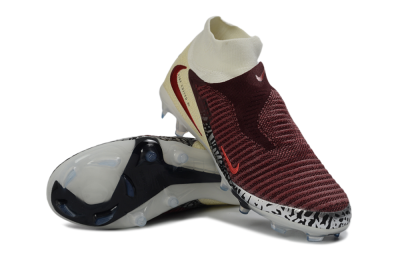 Unisex Nike Phantom 6 Elite High FG Firm Ground High-Tops Football Boots - Red/Crimson Fusion/Soft Cream