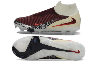 Unisex Nike Phantom 6 Elite High FG Firm Ground High-Tops Football Boots - Red/Crimson Fusion/Soft Cream
