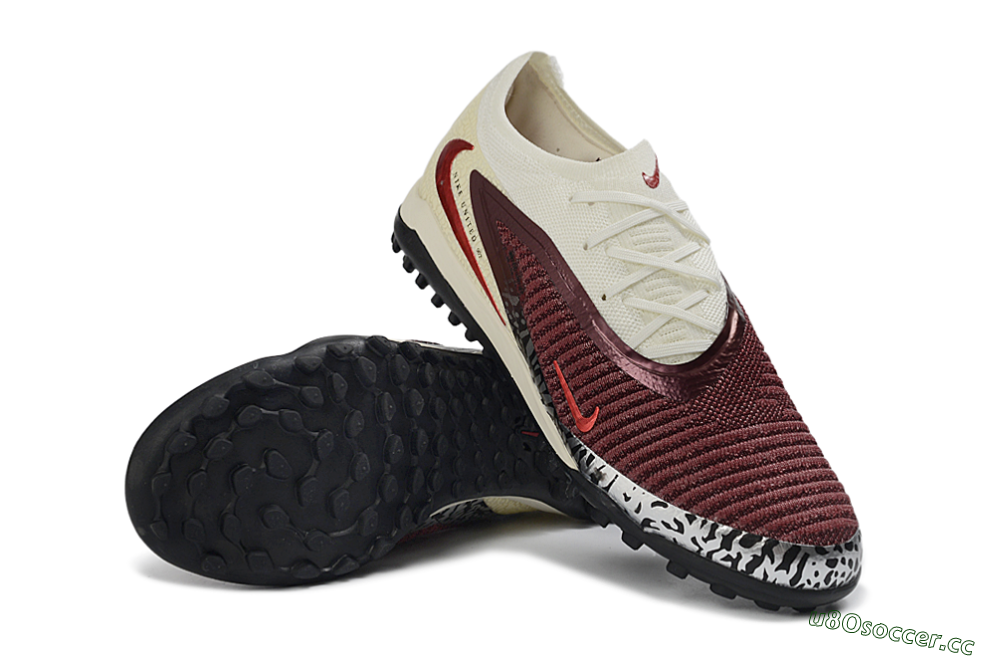 Unisex Nike Phantom 6 Elite Low TF Artificial Turf Low-Tops Football Shoes - Maroon/Crimson Red/Classic White 3