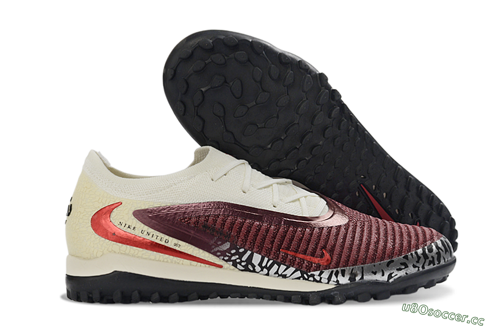 Unisex Nike Phantom 6 Elite Low TF Artificial Turf Low-Tops Football Shoes - Maroon/Crimson Red/Classic White 2