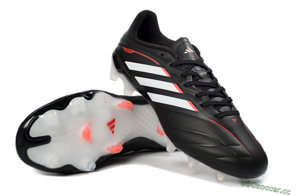 Men's Adidas Copa Pure 3 FG Firm Ground Low-Tops Football Boots - Black/Vibrant Red/Frosted White 3