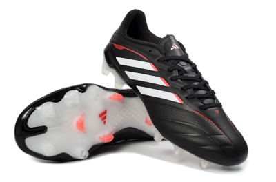 Men's Adidas Copa Pure 3 FG Firm Ground Low-Tops Football Boots - Black/Vibrant Red/Frosted White