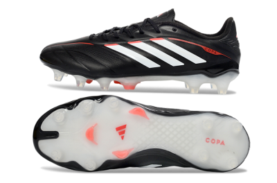 Men's Adidas Copa Pure 3 FG Firm Ground Low-Tops Football Boots - Black/Vibrant Red/Frosted White