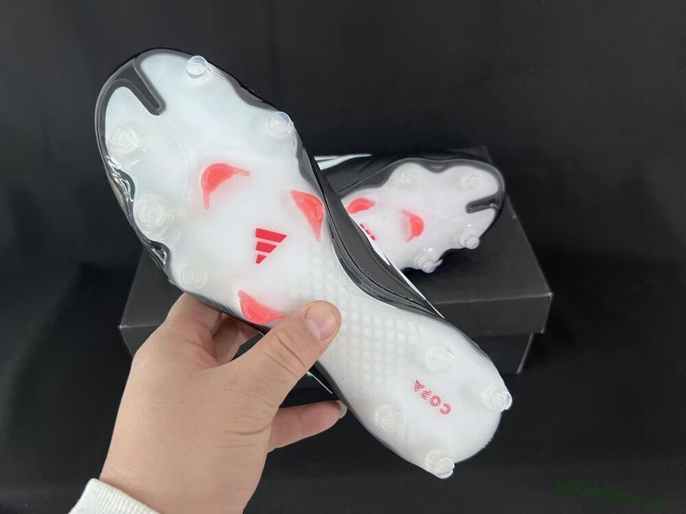 Men's Adidas Copa Pure 3 FG Firm Ground Low-Tops Football Boots - Black/Vibrant Red/Frosted White