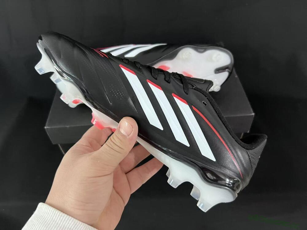 Men's Adidas Copa Pure 3 FG Firm Ground Low-Tops Football Boots - Black/Vibrant Red/Frosted White
