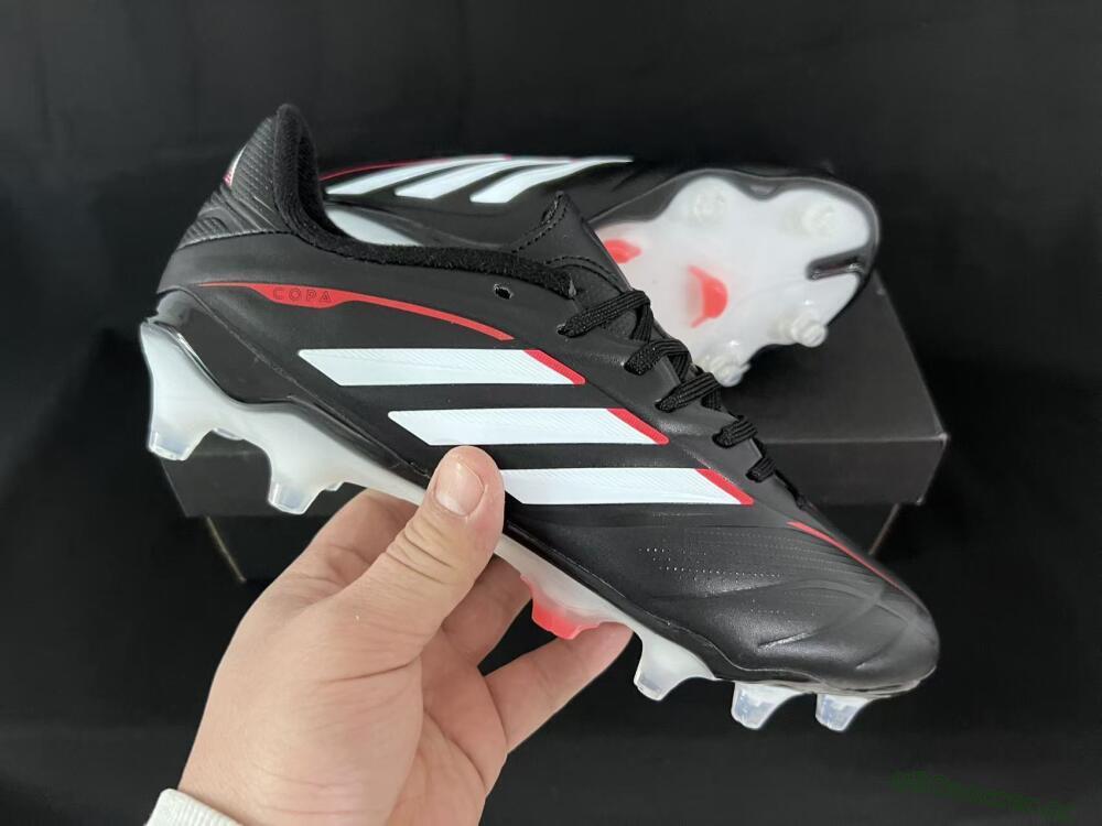 Men's Adidas Copa Pure 3 FG Firm Ground Low-Tops Football Boots - Black/Vibrant Red/Frosted White