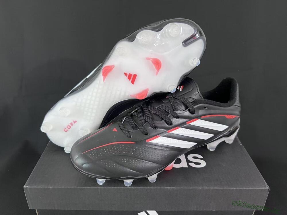 Men's Adidas Copa Pure 3 FG Firm Ground Low-Tops Football Boots - Black/Vibrant Red/Frosted White