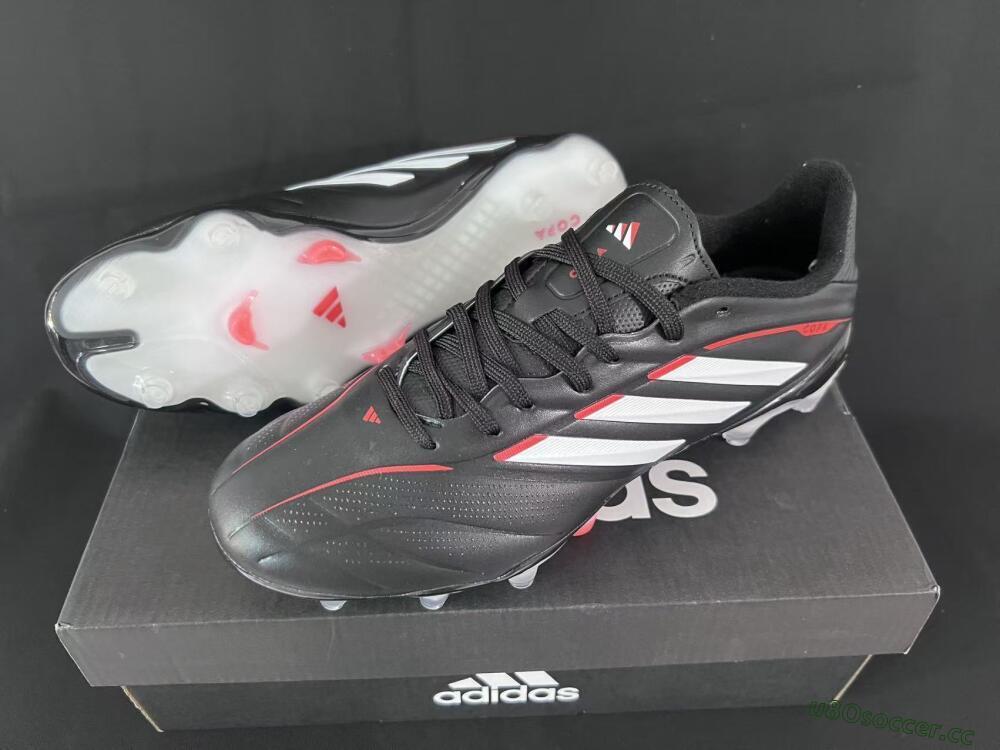 Men's Adidas Copa Pure 3 FG Firm Ground Low-Tops Football Boots - Black/Vibrant Red/Frosted White