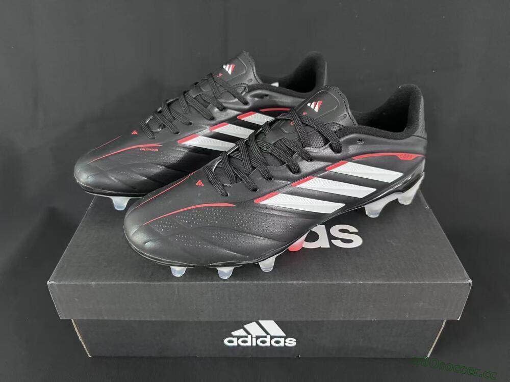 Men's Adidas Copa Pure 3 FG Firm Ground Low-Tops Football Boots - Black/Vibrant Red/Frosted White