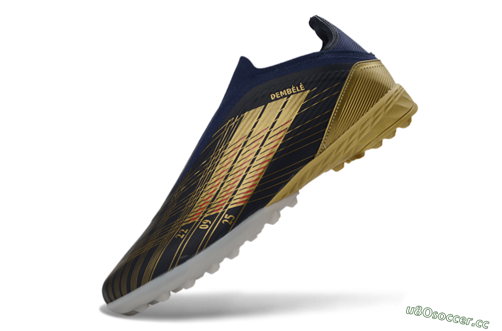 Unisex Dembélé x Adidas F50 Elite Laceless TF Artificial Turf Low-Tops Football Shoes - Navy/Gold/Red 6