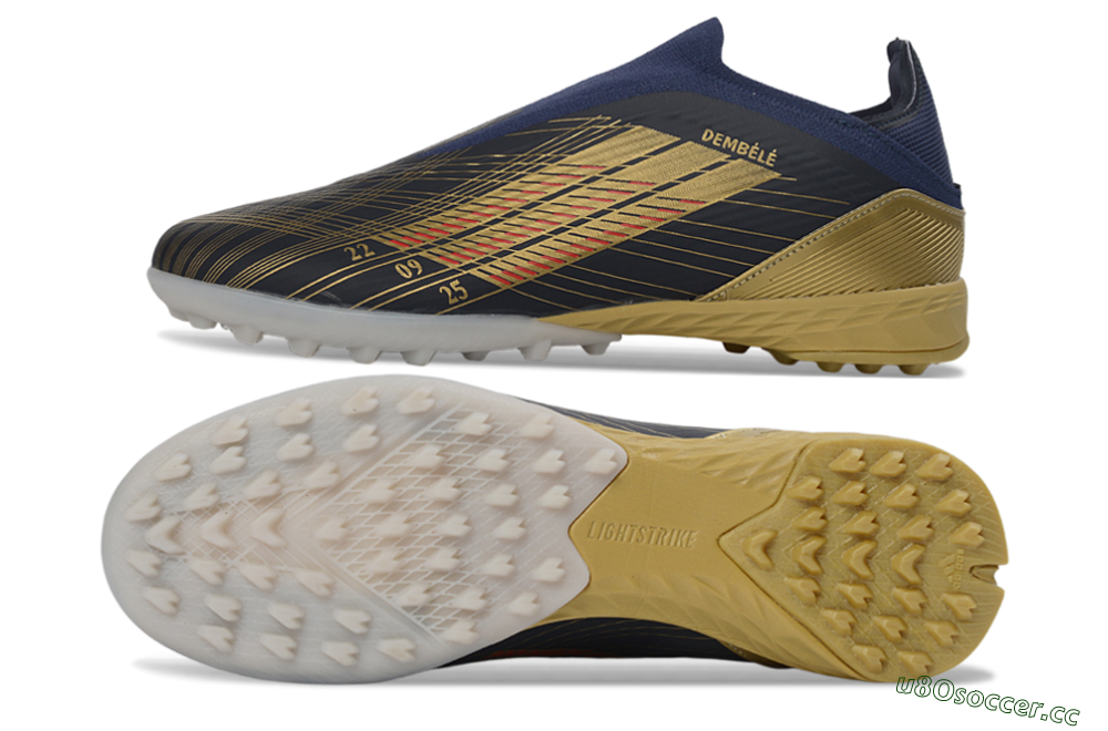 Unisex Dembélé x Adidas F50 Elite Laceless TF Artificial Turf Low-Tops Football Shoes - Navy/Gold/Red 1