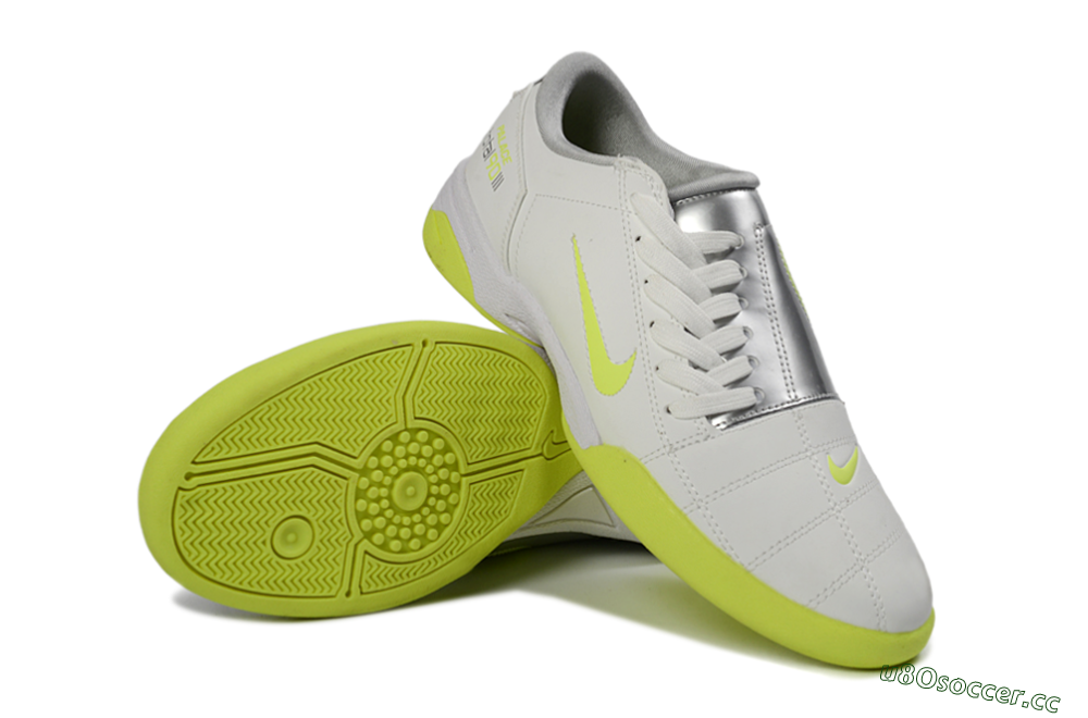 Men's Nike Total 90 III IC Indoor & Futsal Low-Tops Football Shoes - White/Neon Yellow/Metallic Silver 4