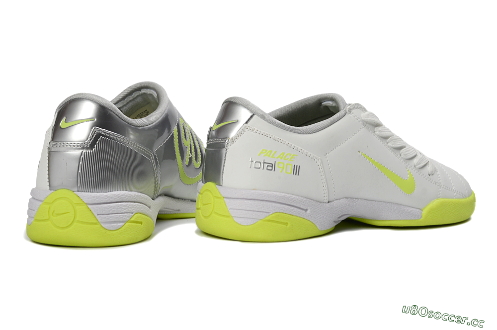 Men's Nike Total 90 III IC Indoor & Futsal Low-Tops Football Shoes - White/Neon Yellow/Metallic Silver 7