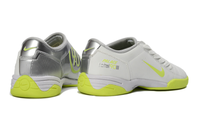 Men's Nike Total 90 III IC Indoor & Futsal Low-Tops Football Shoes - White/Neon Yellow/Metallic Silver