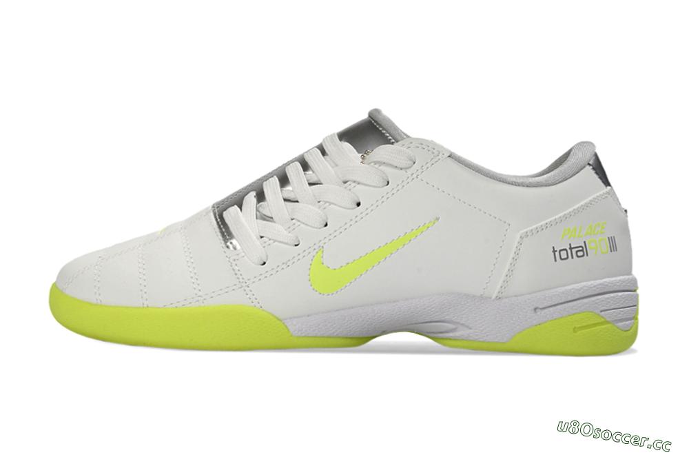 Men's Nike Total 90 III IC Indoor & Futsal Low-Tops Football Shoes - White/Neon Yellow/Metallic Silver 0