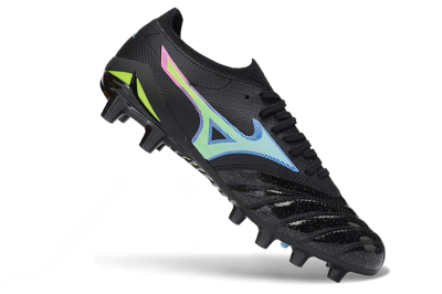 Men's Mizuno Morelia Neo 3 FG Firm Ground Low-Tops Football Boots - Black/Electric Blue/Lime Green