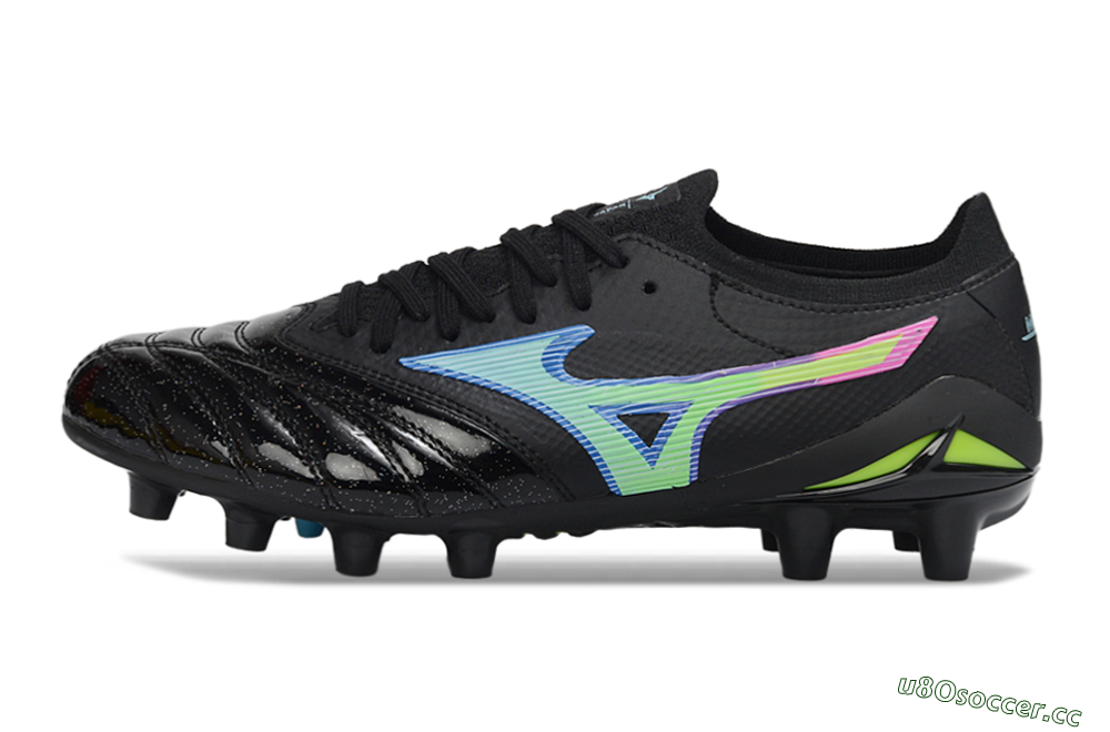 Men's Mizuno Morelia Neo 3 FG Firm Ground Low-Tops Football Boots - Black/Electric Blue/Lime Green 0