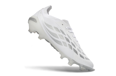 Unisex Adidas Predator 26 Elite FG Firm Ground Low-Tops Football Boots - White/Silver Mist/Cloud Grey