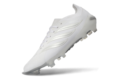 Unisex Adidas Predator 26 Elite FG Firm Ground Low-Tops Football Boots - White/Silver Mist/Cloud Grey