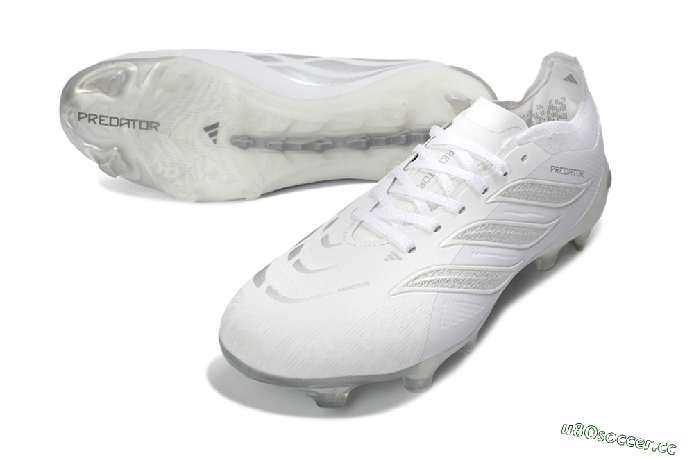 Unisex Adidas Predator 26 Elite FG Firm Ground Low-Tops Football Boots - White/Silver Mist/Cloud Grey 3