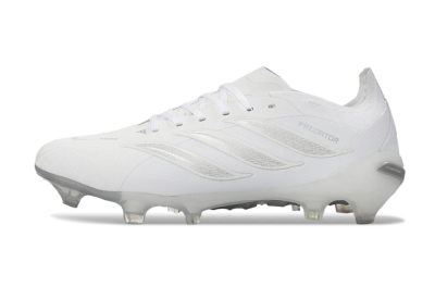 Unisex Adidas Predator 26 Elite FG Firm Ground Low-Tops Football Boots - White/Silver Mist/Cloud Grey