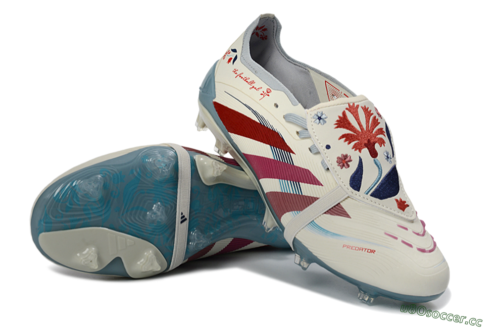 Unisex Adidas Predator 25 Elite Fold-Over Tongue FG Firm Ground Low-Tops Football Boots - White/Crimson/Slate 4