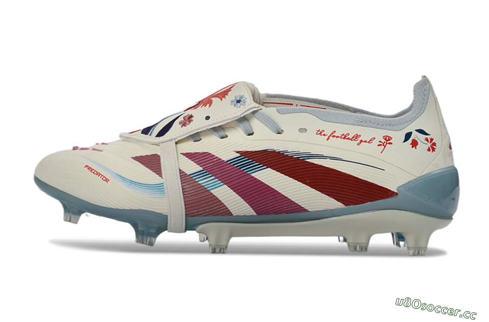 Unisex Adidas Predator 25 Elite Fold-Over Tongue FG Firm Ground Low-Tops Football Boots - White/Crimson/Slate 0