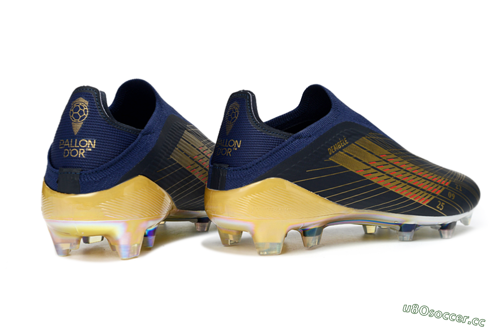 Unisex Dembélé x Adidas F50 Elite Laceless FG Firm Ground Low-Tops Football Boots - Navy/Gold/Red 7